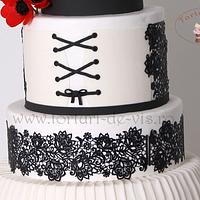 Black and white and red cake