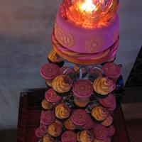 Moroccan Themed wedding cake and cupcake tower 