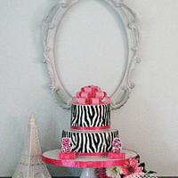 Zebra & Pink blingy cake & cookies