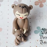 Baby in Teddy Bear Fondant Topper 