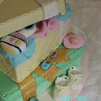 2 tier "Present" baby shower cake
