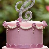 Pink and Purple Birthday Cake