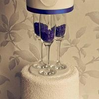 Blue Champagne Glasses Wedding Cake