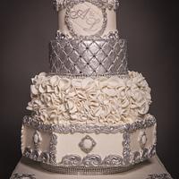 Wedding Cake white & silver 