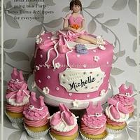 Ballerina Cake with Ballet Slippers Cupcakes