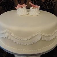 Christening Cake with Baby Booties