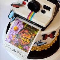 Polaroid and butterflies cake!