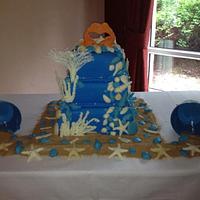 Sea theme wedding cake