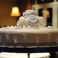 Winter Wonderland Royal Blue Wedding Cake