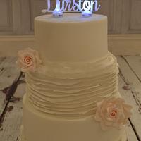 White Ruffle Rose Wedding Cake...x.