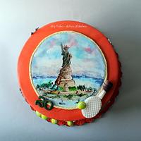 New York, New York Cake. Hand Painted