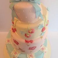 Cath Kidston inspired wonky tiered cake.