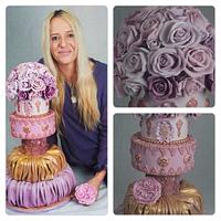 Romantic Lilac & Roses Theme Wedding Cake