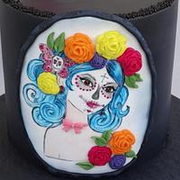 Sugar skull girl and quilling heart