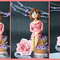 Dusky rose and purple lady on cupcakes