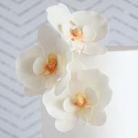 Silver leaf gilded ruffles with moth orchids