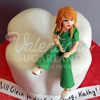 Tooth Cake with cute dentist figurine 