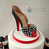 Louboutin Shoe Cake with Matching Cupcakes - cake by - CakesDecor