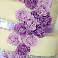 Cascading roses wedding cake