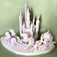 Castle and carriage, fondant cake decorations