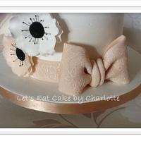 Vintage Pink & White Shoe & Flower Cake