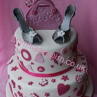 Handbag and shoes two tier cake