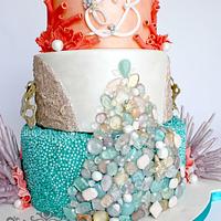 Modern Beach Wedding Cake