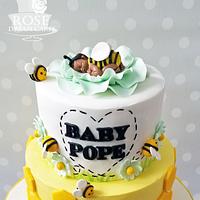 Baby Bee baby shower cake