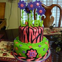 Floral Zebra print cake