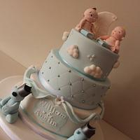 Boys 3 tier christening cake 