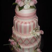 Pink and White Wedding Cake 
