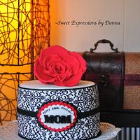 Red Rose Damask Cake