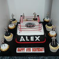 WWE wrestling ring cake cupcakes 