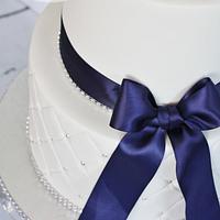 White & Navy Blue Wedding Cake!