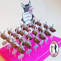 funny female donkey birthday cake pops