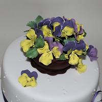 Winter Pansies Birthday Cake