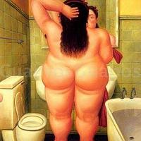Mujer en Baño Botero Challenge