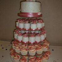 Wedding Cake with Mini Cakes & Cupcakes