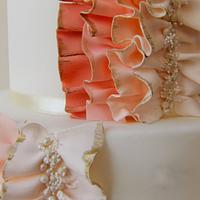 ruffles and ribbons wedding cake 