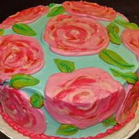 Lilly Pulitzer rose buttercream cake