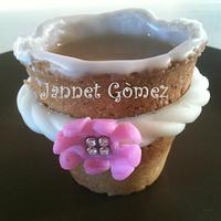 Glass cookie cup for coffee, milk or chocolate