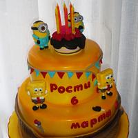 Spongebob and minions cake