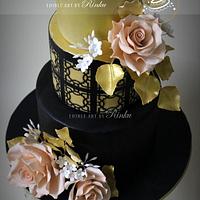 Black & Gold 75th Birthday Cake