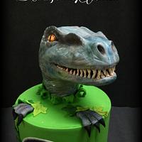 Jurassic World cake with Raptor