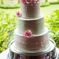Pink and Green Wedding Cake