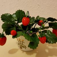 1 Basket with summer flowers and fruits