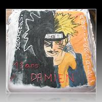my firt paint cake (naruto and sasuke)