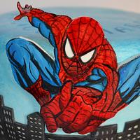Spiderman 2D painted cake
