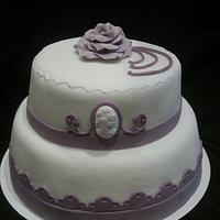 Violet and white elegant cake