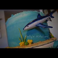 Blue Shark Birthday Cake